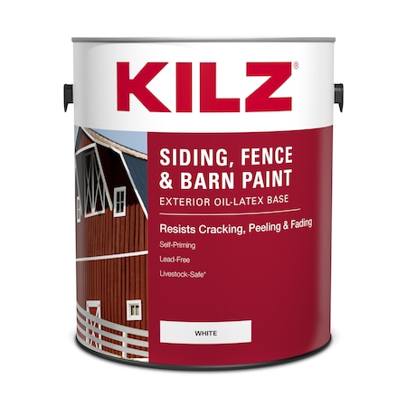 Kilz Premium Fence Paint, Oil/Water Based Base, White, 1 gal 10211
